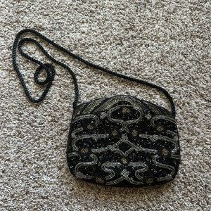 Elegant Black Beaded Women's Bag